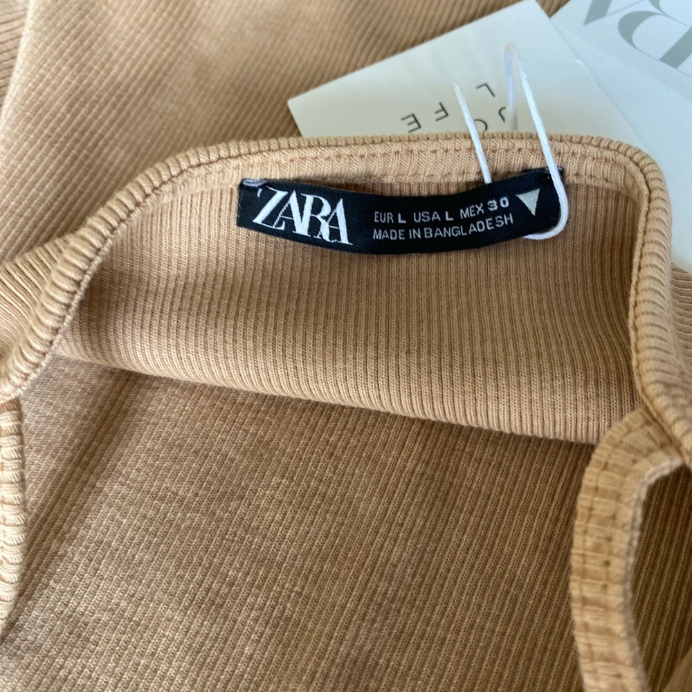 Zara Beige Ribbed Tank Top - Picture 4 of 6